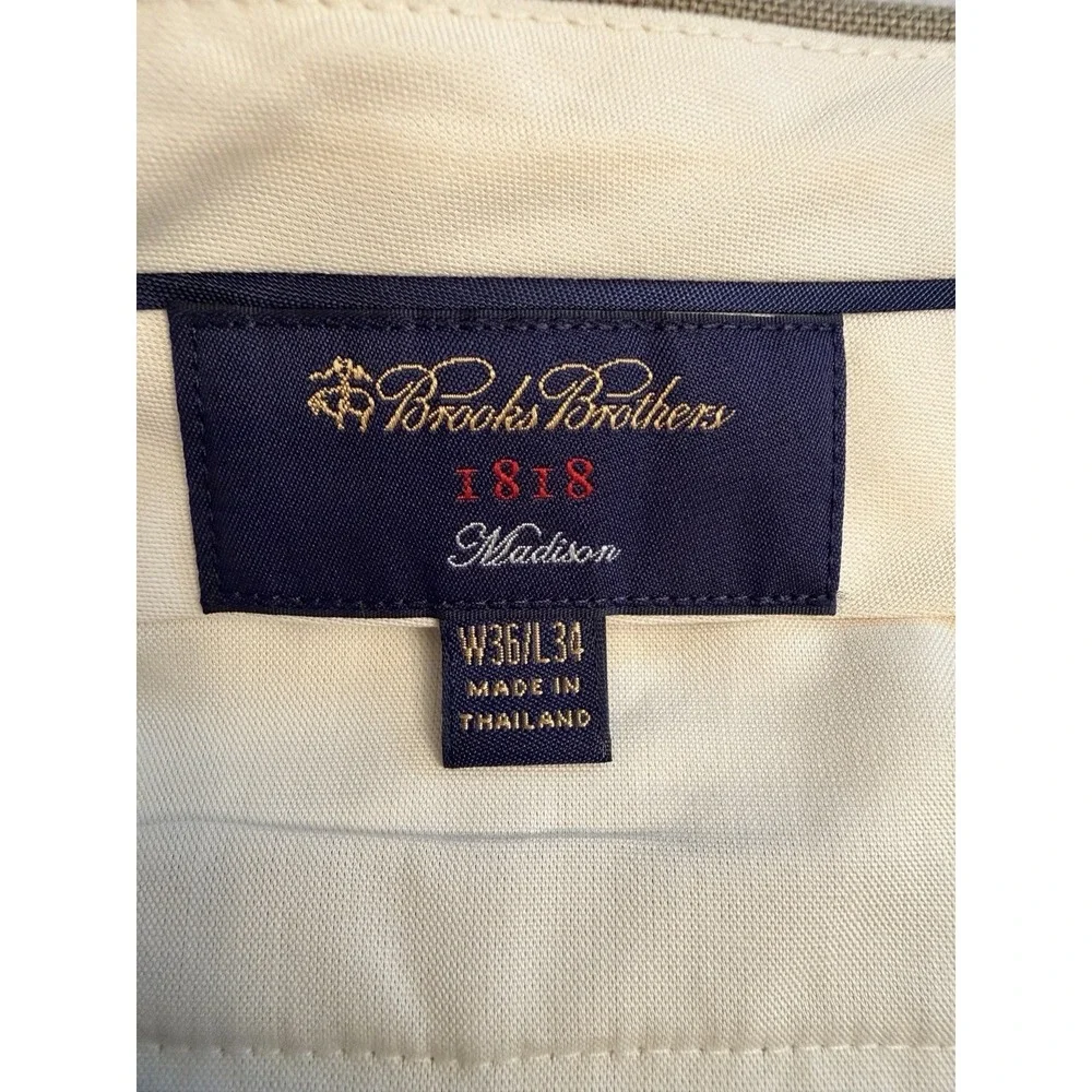 Brooks Brothers 1818 Size 36x32 100% Linen Madison Pants Olive Green Straight